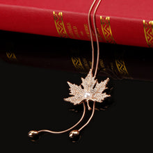 Jewelry Maple Leaf Long Beaded Chain Necklaces Pendant Necklace Women Office Lady Imitation Pearl Jewelry Gifts ILML