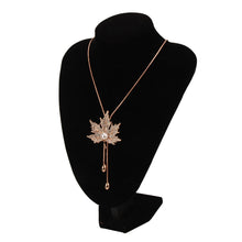 Jewelry Maple Leaf Long Beaded Chain Necklaces Pendant Necklace Women Office Lady Imitation Pearl Jewelry Gifts ILML