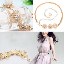 All-match Sweet Metal 3 and 5 Flowers Women Skirt Decorated Belly Chains Body Jewelry Chain ILML