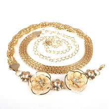 All-match Sweet Metal 3 and 5 Flowers Women Skirt Decorated Belly Chains Body Jewelry Chain ILML