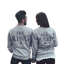 Couples Sweatshirts Print KING QUEEN Long Sleeve Hoodies Lovers Sweatshirt Men and Women Pullovers ILML