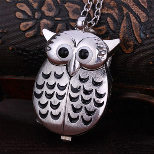 Jewelry Owl Necklace Pendant Chain Pocket Quartz Watch Analog Clock PY8 ILML