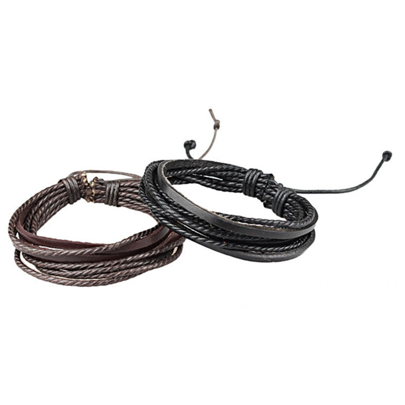 Jewelry Wrap multilayer Leather Bracelets Bangles For Men Women Braided Rope Wristb pulseira feminina masculina ILML