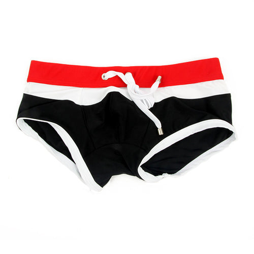 Men Tied Rope Boxers Swimwear Beachwear Color Matched Trunks Low Rise Boxer  ILML