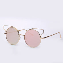 Retro Women Cat Eye Sunglasses Classic Designer Shadeetallic Mirror Sun Glasses 5 Colors lunette de soleil ILML