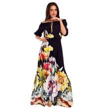Sexy Women Dress Off the Shoulder Half Sleeve Floral Print Vestidos Party Dresses ILML