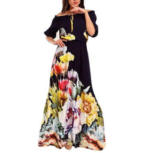 Sexy Women Dress Off the Shoulder Half Sleeve Floral Print Vestidos Party Dresses ILML