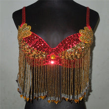 Style Women Sexy Folded Paillette Bead Costume Chiffon Belly Dance Bra Tops ILML