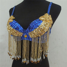 Style Women Sexy Folded Paillette Bead Costume Chiffon Belly Dance Bra Tops ILML