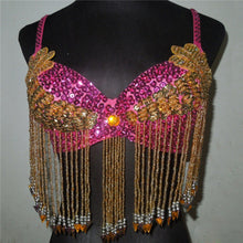 Style Women Sexy Folded Paillette Bead Costume Chiffon Belly Dance Bra Tops ILML