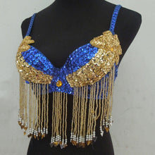 Style Women Sexy Folded Paillette Bead Costume Chiffon Belly Dance Bra Tops ILML
