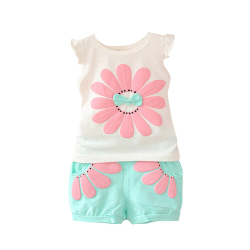Toddler Baby Girls Clothing Set Sunflower Girls Clothes Sets Kids Casual Sport Suit Set ILML