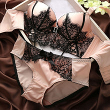 Transparent Women Sexy Bra and Panty Set Gauze Embroidery Ultra-thin Underwear Sets Lace Brassiere Cup B ILML