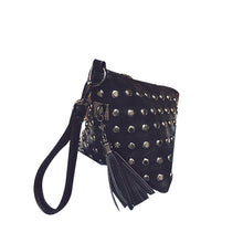 Triangle rivets tassel Clutch Small coin purse woman bag Leather women messenger bags Hbag Shoulder Bags bolsa ILML