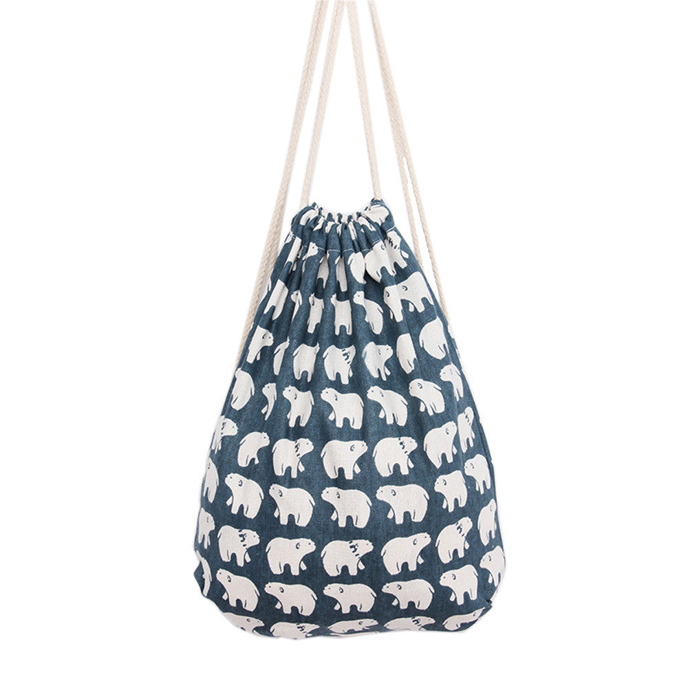 Women Backpack Printing Bear Cat Backpack for girls Drawstring Beam Port Backpack Shopping Bag Travel Bag  ILML
