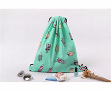 Women Backpack Printing Ice Cream Backpack for girls Drawstring Beam Port Backpack Shopping Bag Travel Bag  ILML