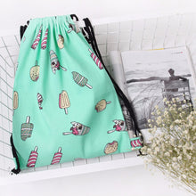 Women Backpack Printing Ice Cream Backpack for girls Drawstring Beam Port Backpack Shopping Bag Travel Bag  ILML