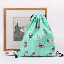Women Backpack Printing Ice Cream Backpack for girls Drawstring Beam Port Backpack Shopping Bag Travel Bag  ILML