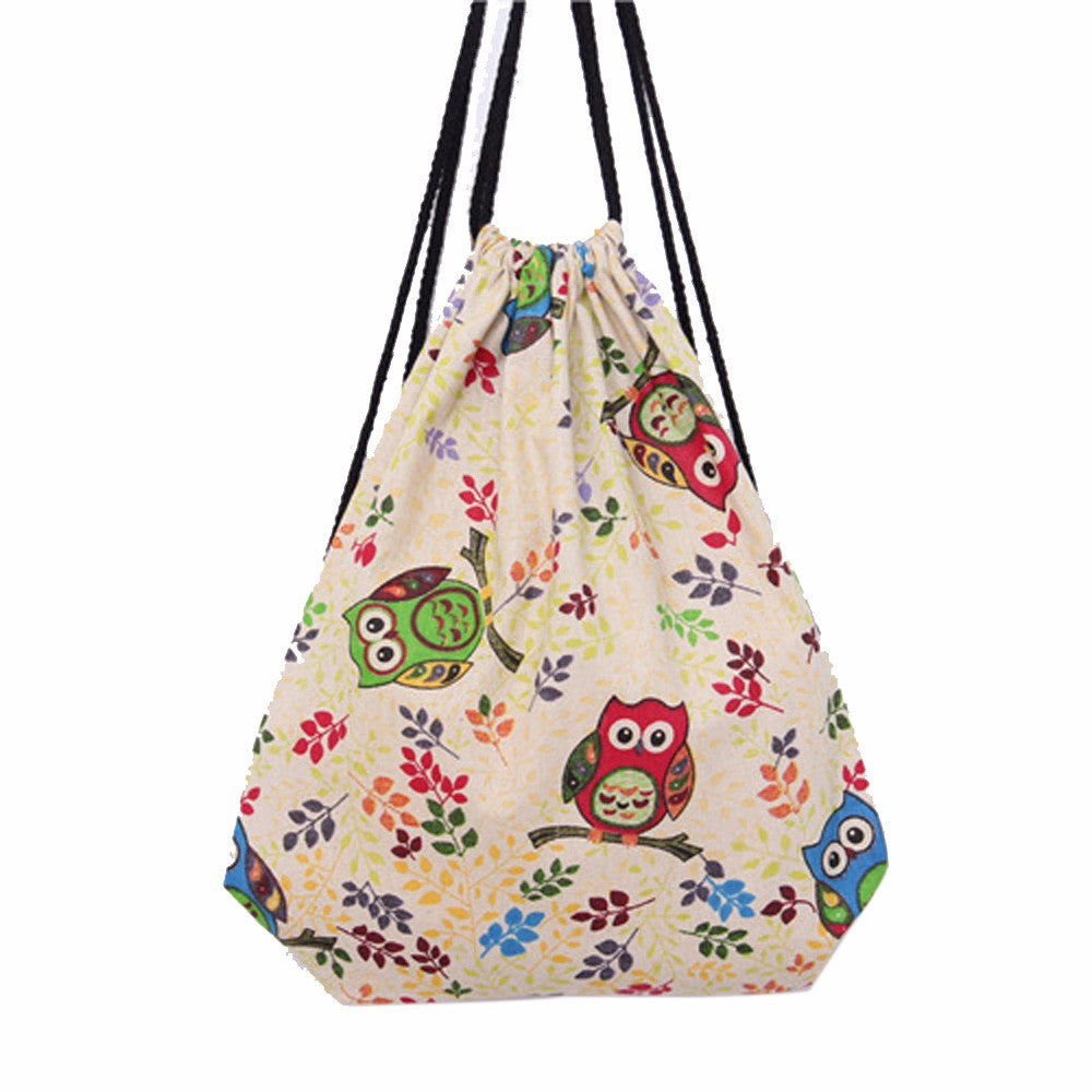 Women Backpack Printing Owl Cat Backpack for girls Drawstring Beam Port Backpack Shopping Bag Travel Bag  ILML