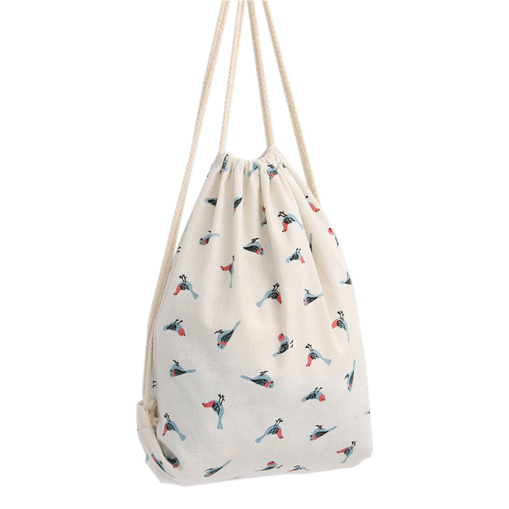 Women Backpack Printing Sparrow Cat Backpack for girls Drawstring Beam Port Backpack Shopping Bag Travel Bag ILML
