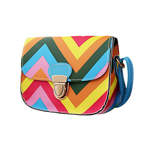 Women Bag PU Leather Rainbow Chain Of Small Messenger Bags Crossbody  ILML