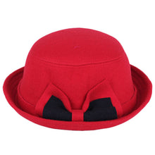 Women Beach Double Color Bowknot Felt Bowler Hair Ball Fedora Hat Bowler Caps ILML