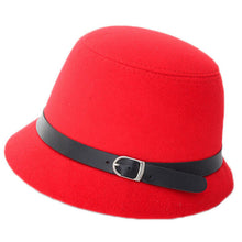 Women Beach Leather Belt Felt Bowler Solid Color Fedora Hat Bowler Caps ILML