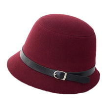 Women Beach Leather Belt Felt Bowler Solid Color Fedora Hat Bowler Caps ILML