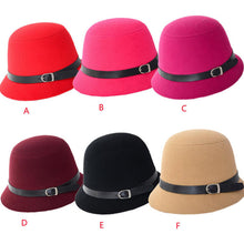 Women Beach Leather Belt Felt Bowler Solid Color Fedora Hat Bowler Caps ILML