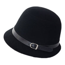 Women Beach Leather Belt Felt Bowler Solid Color Fedora Hat Bowler Caps ILML
