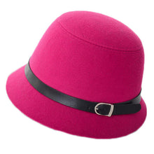 Women Beach Leather Belt Felt Bowler Solid Color Fedora Hat Bowler Caps ILML