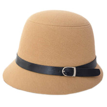 Women Beach Leather Belt Felt Bowler Solid Color Fedora Hat Bowler Caps ILML