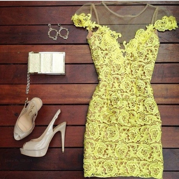 Women Bandage Bodycon Lace Sexy Party Cocktail Mini Dress ILML