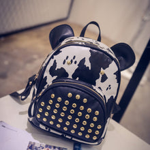 Women backpack Double-Shoulder rivet dairy cattle backpack for girls Satchel Bag school backpacks ILML
