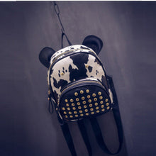 Women backpack Double-Shoulder rivet dairy cattle backpack for girls Satchel Bag school backpacks ILML