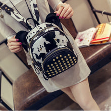 Women backpack Double-Shoulder rivet dairy cattle backpack for girls Satchel Bag school backpacks ILML