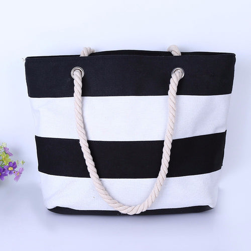 Women bag Hbag Shoulder Bags Large Tote Ladies Purse Stripe Canvas hbags shopping bag Satchel bolsa ILML