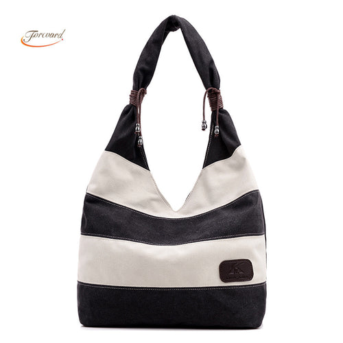 luxury hbags Women Stripe Canvas Large Capacity Shoulder Bags Large Tote Ladies Daily Use Hbag Tote ILML