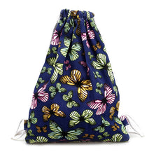 women backpack Canvas Printing Butterfly Backpack for girls Drawstring Bag  ILML