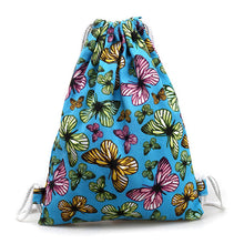 women backpack Canvas Printing Butterfly Backpack for girls Drawstring Bag  ILML
