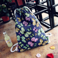 women backpack Canvas Printing Butterfly Backpack for girls Drawstring Bag  ILML
