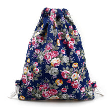 women backpack Printing Floral Canvas Backpack for girls Drawstring Bag  ILML