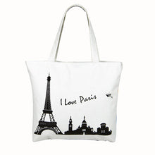 Fashsion Women Bag Canvas Tower House Pattern Shopping Shoulder Bags Hbag Beach ILML