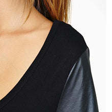 Feitong Plus Size XXL Casual Ladies Leather Sleeve Blouse Short Sleeve Shirt Tops  ILML