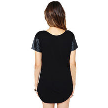 Feitong Plus Size XXL Casual Ladies Leather Sleeve Blouse Short Sleeve Shirt Tops  ILML