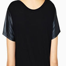 Feitong Plus Size XXL Casual Ladies Leather Sleeve Blouse Short Sleeve Shirt Tops  ILML