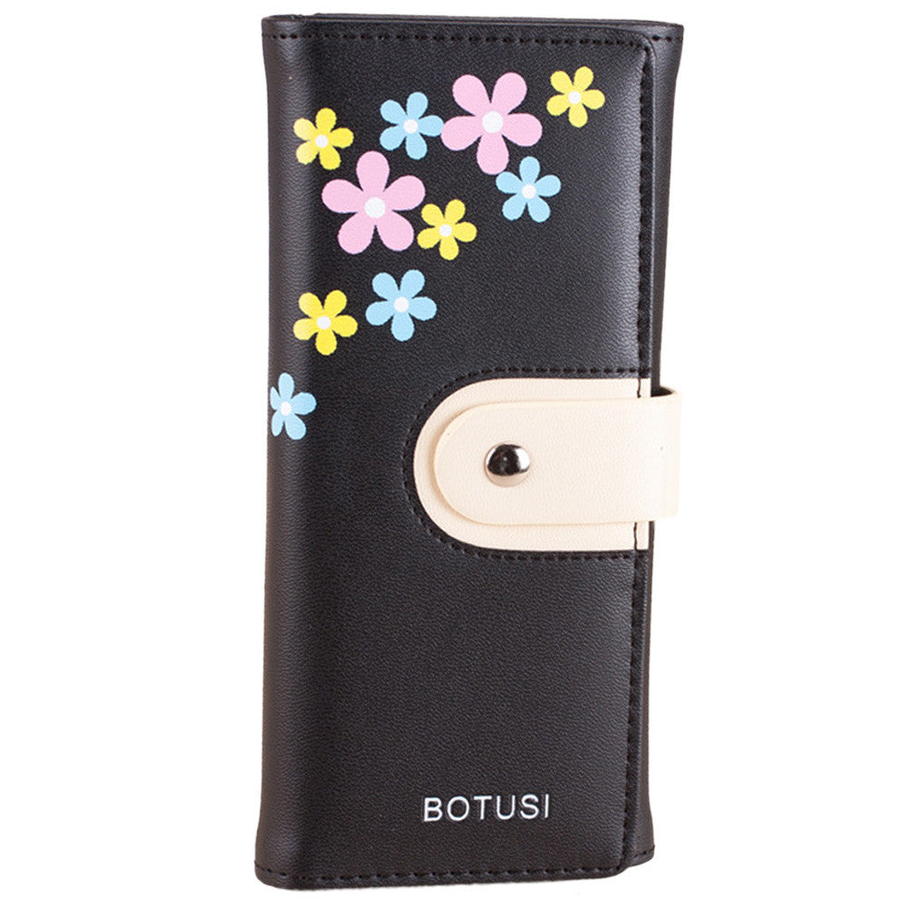 Floral Purse Clutch Button Wallet Bag Hbag Card Holder ILML