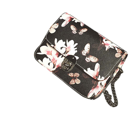Floral women bag Leather Chain feminina messenger bags hbags famousSingle crossbody Shoulder Lady's bolsos mujer ILML