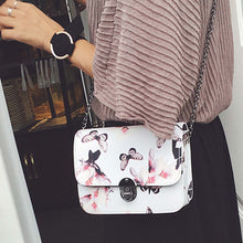 Floral women bag Leather Chain feminina messenger bags hbags famousSingle crossbody Shoulder Lady's bolsos mujer ILML