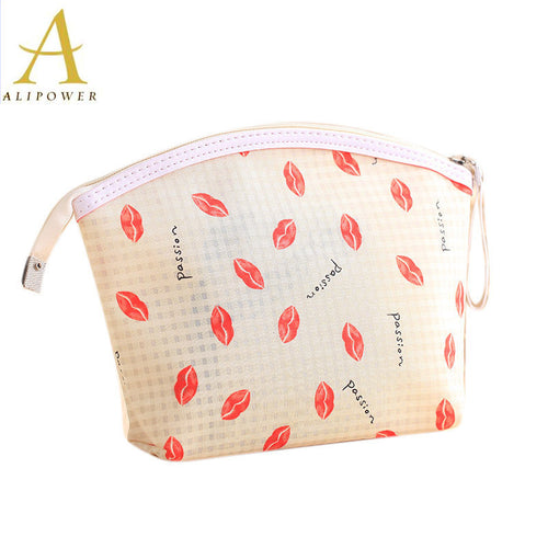 Forward 5 Color Women Mini Portable PU Leather Travel Cosmetic Bag Lip Print Makeup Case Pouch Toiletry Wash Organizer ILML
